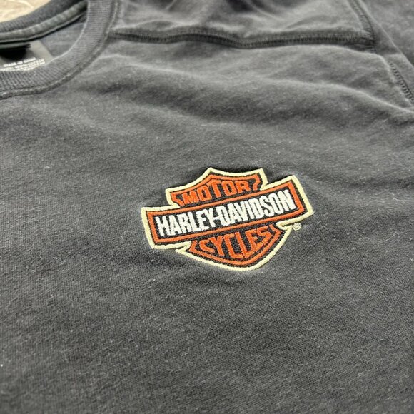 Harley Davidson Graphic Tee Mens 2XL XXL Flames y2k Embroidered Long Sleeve - Picture 5 of 9